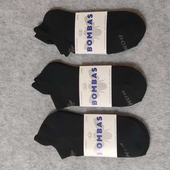 Bombas Accessories - Bombas Black Athletic Running Ankle Lot Of 3 Socks unisex Size Large NWT